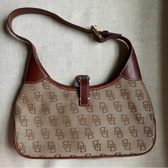 Dooney & Bourke Small Brown Logo Crescent Hobo - Picture 2 of 9